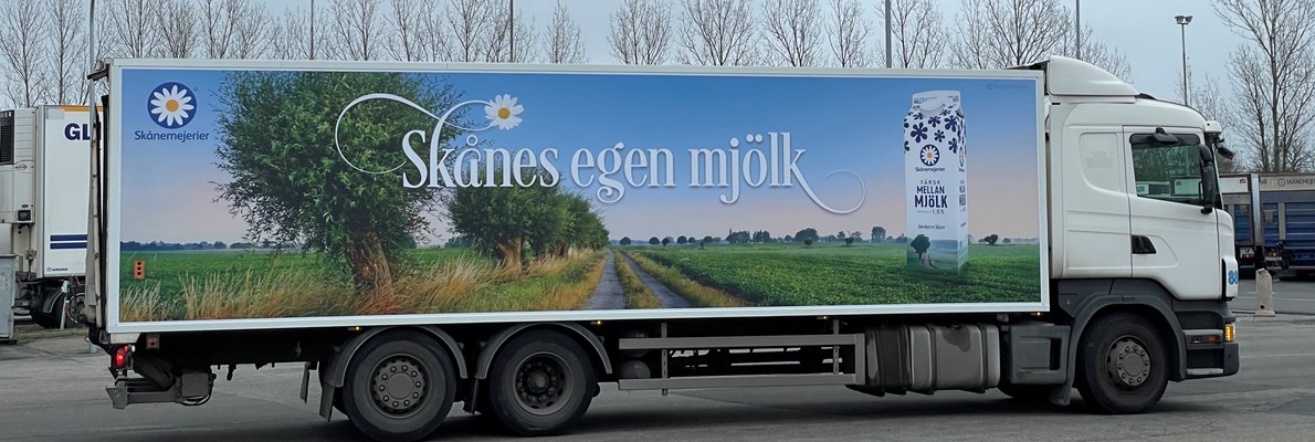 Skånemejerier opsat med Flexsign reklamesysttem på deres lastebiler