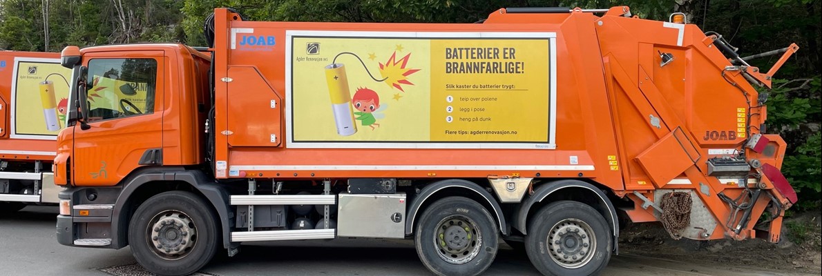 Ny Batteri kampanje montert på 18 renovasjonsbiler hos Agder Renovation